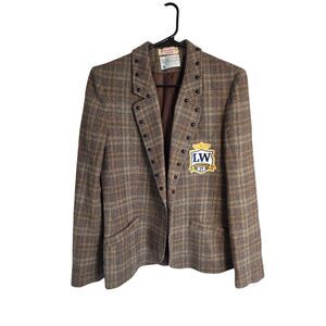 Loveworn Custom Vintage Pendleton Plaid Wool Studded Blazer Size S
